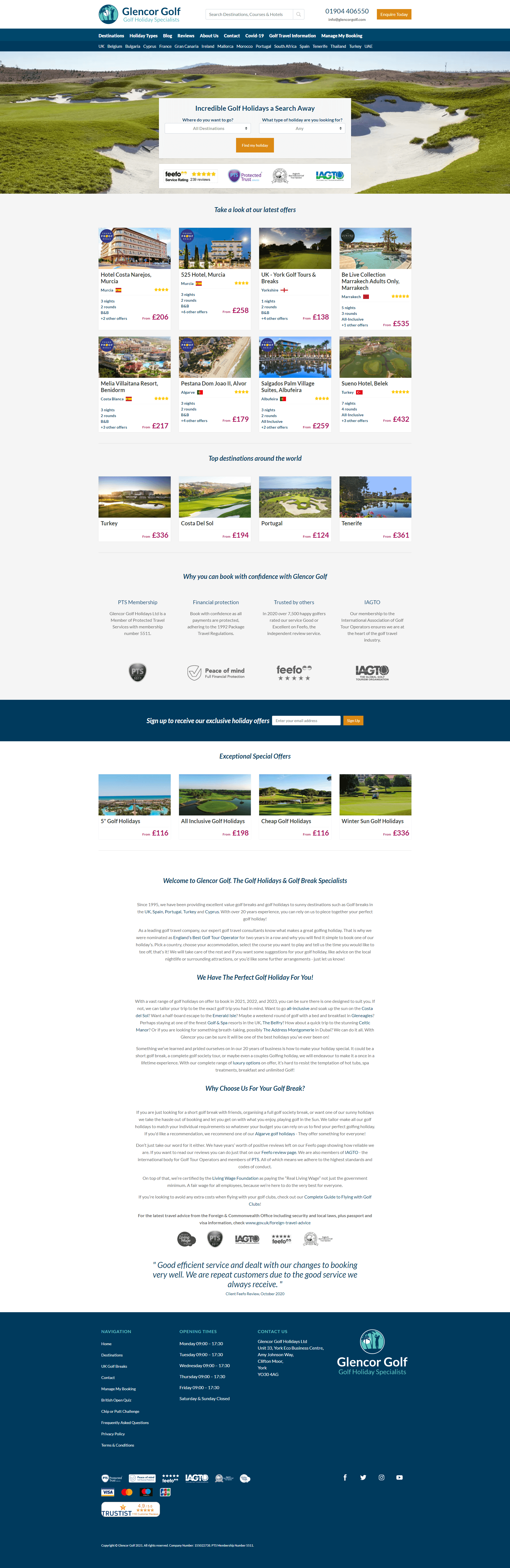 Glencor Golf SEO Case Study Website