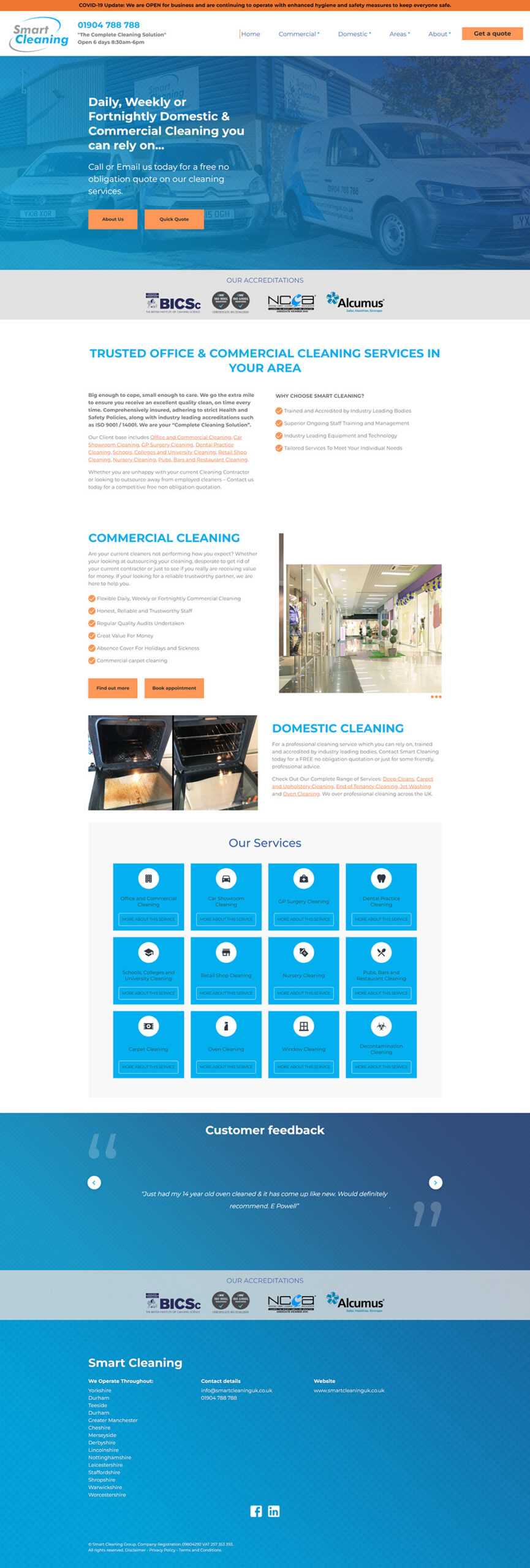 Smart Cleaning York Website Homepage SEO